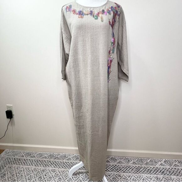 NWT Toofan Hand Painted Artsy Maxi Kaftan Dress Large - Picture 1 of 14